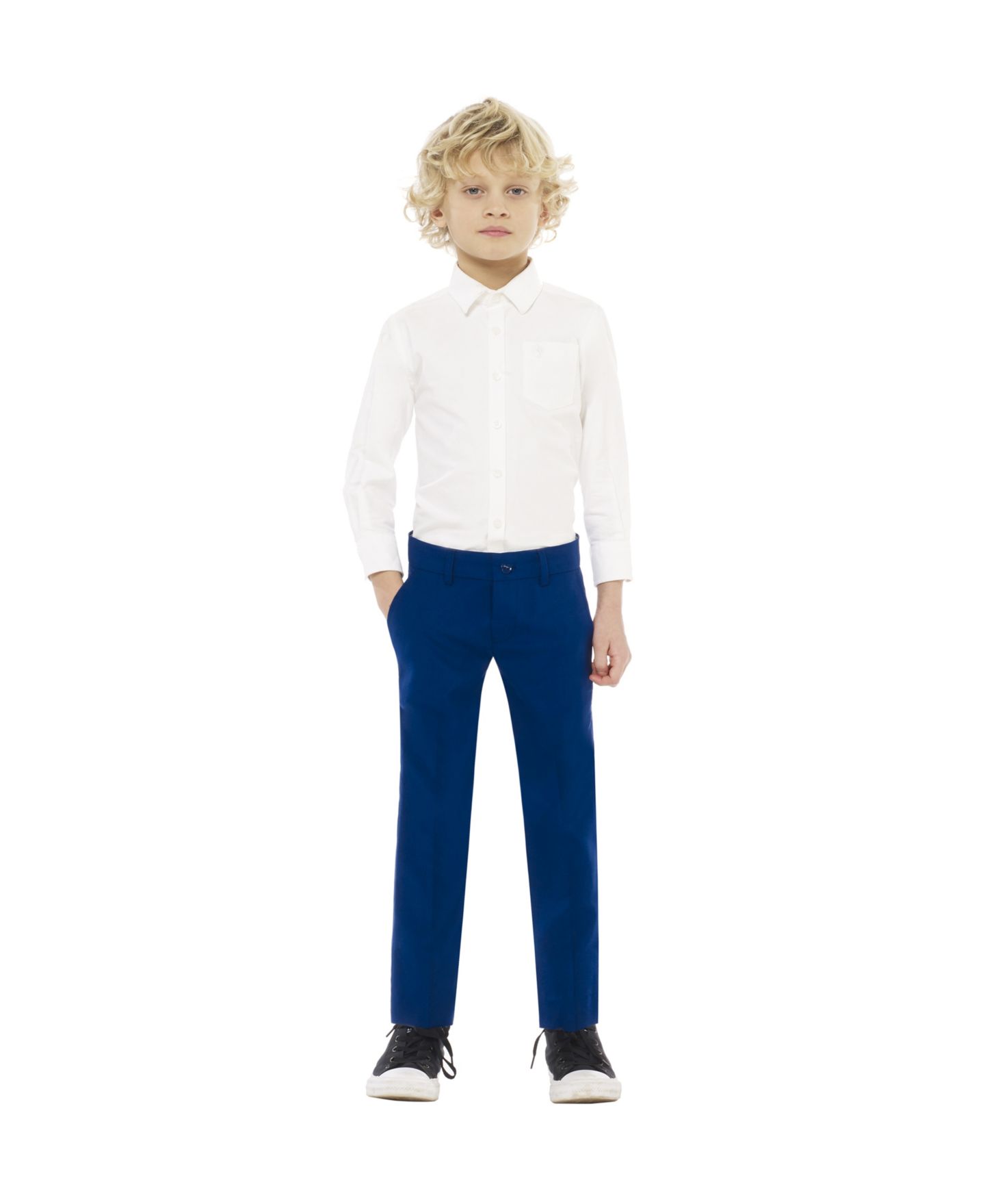 Пиджак OppoSuits Navy Royale Solid Slim Fit Suit Including Blazer, Pants and Clip-On-Tie для мальчиков, цвет: Синий — фото 4