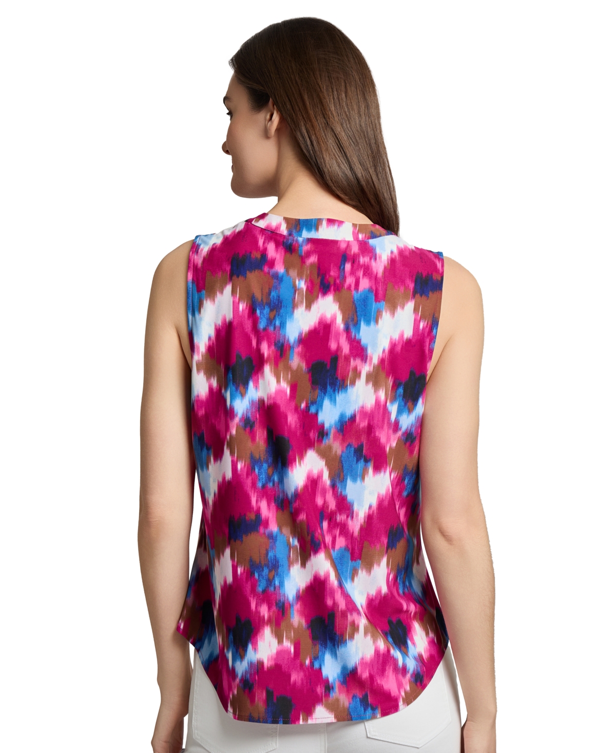 Jones New York Petite V Neck Pleat Front Shell Top