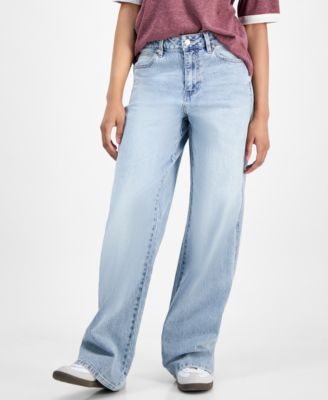 Juniors' High Rise Baggy Wide-Leg Curvy Jeans