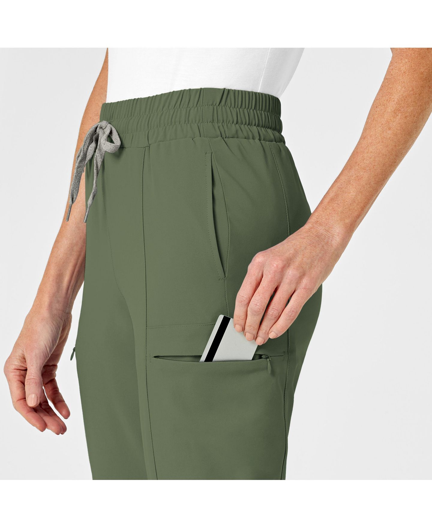 Женские брюки Wink Plus Size Renew High Waist Slim Leg Scrub Pant Regular, цвет: Оливковый — фото 6