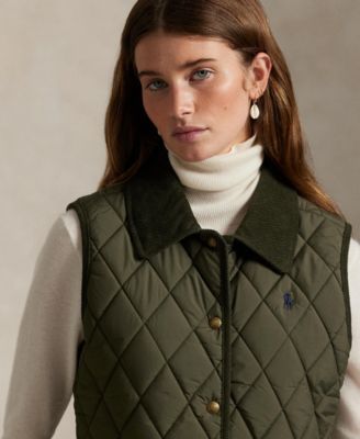 Women's Corduroy-Trim Quilted Vest