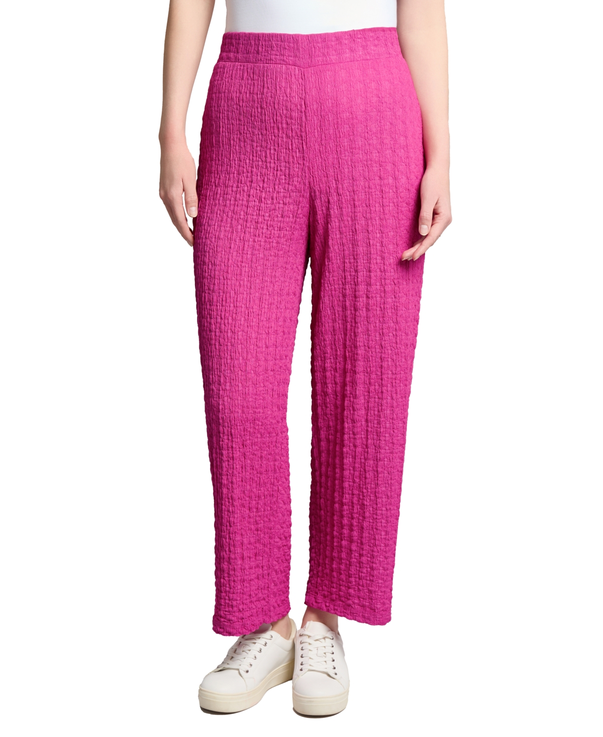 Women's Textured High-Rise Wide-Leg Pants - Bright Orchid