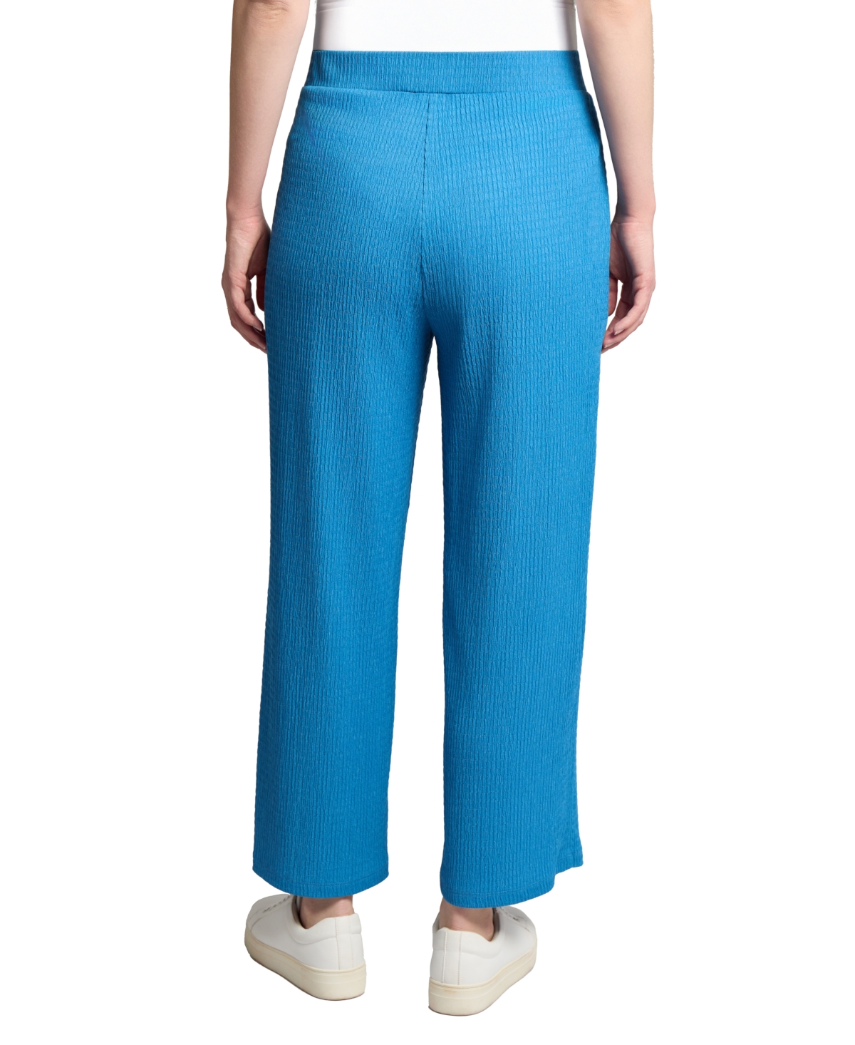 Jones New York Petite Textured Pull-on Wide-leg Pants In Blue