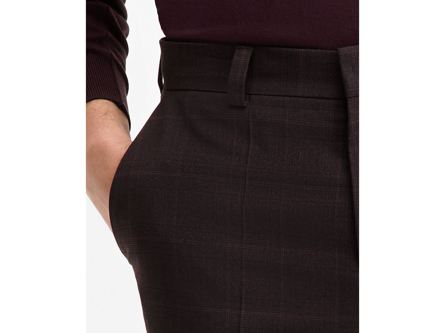 Мужские брюки Hugo Boss Modern-Fit Plaid Suit, цвет: Бордовый — фото 4