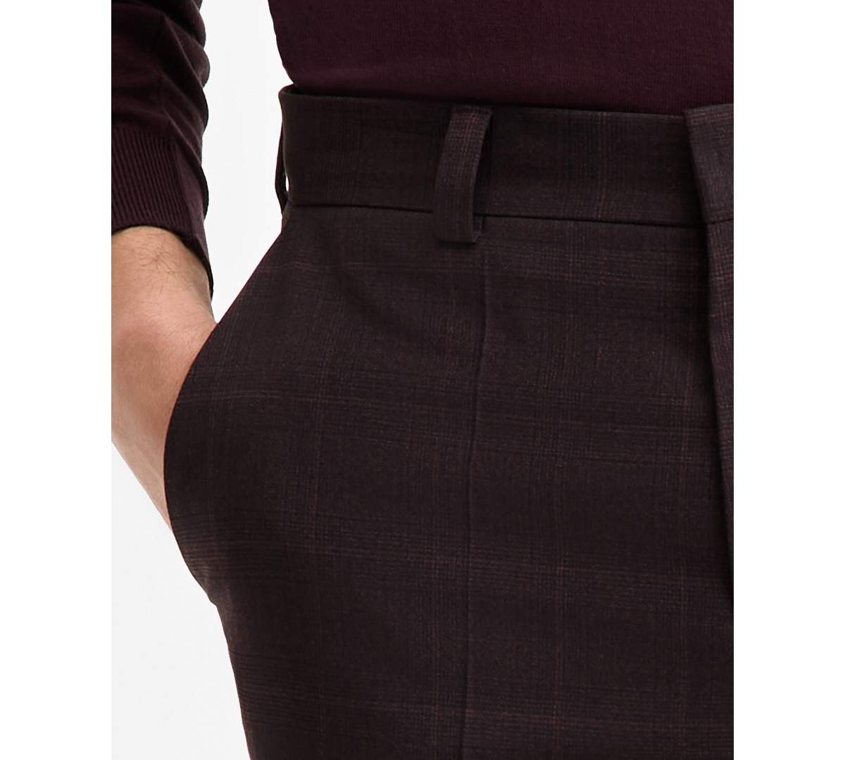 Hugo Boss Hugo By  Men's Modern-fit Plaid Suit Pants In Burgundy