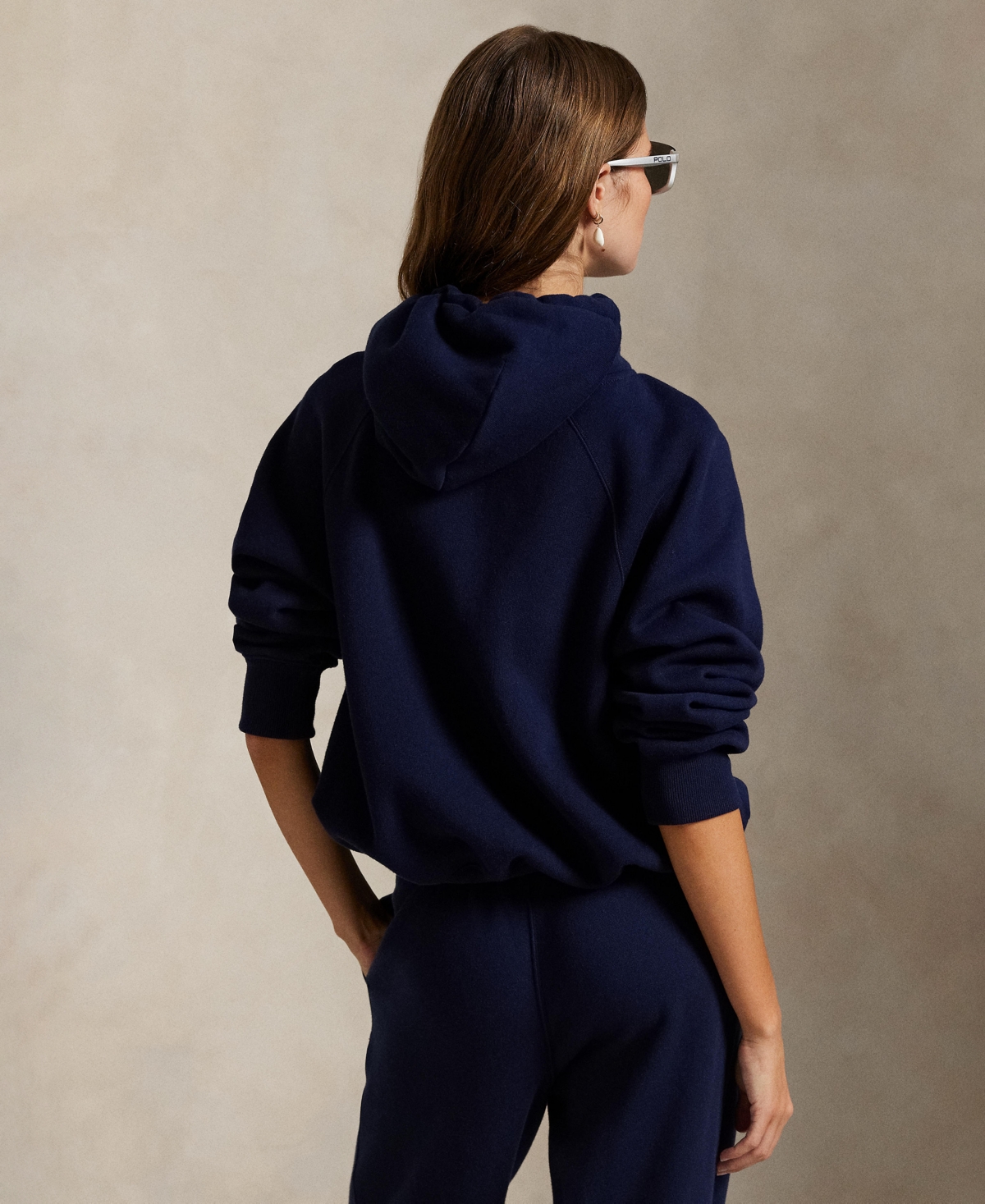 Polo Ralph Lauren Shrunken Fit Fleece Hoodie In Blue