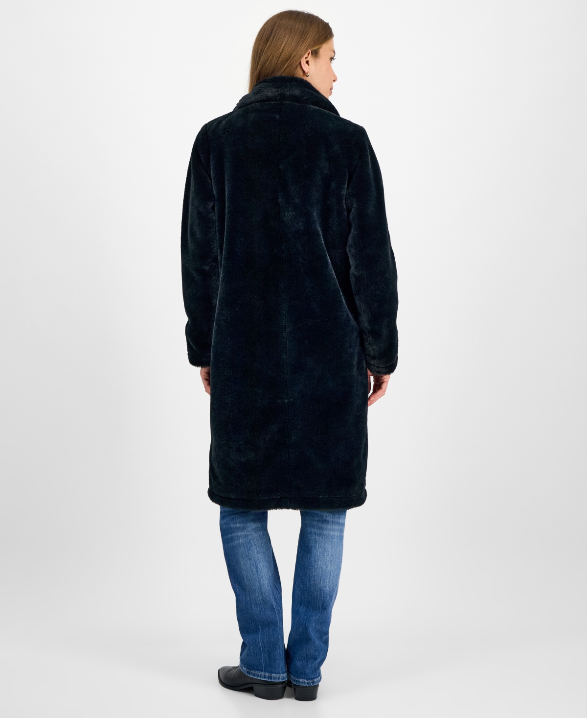 Jou Juniors' Faux-Fur Double-Breasted Coat, Created for Macy's