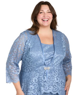 Plus Size Metallic Lace Jacket and Dress  