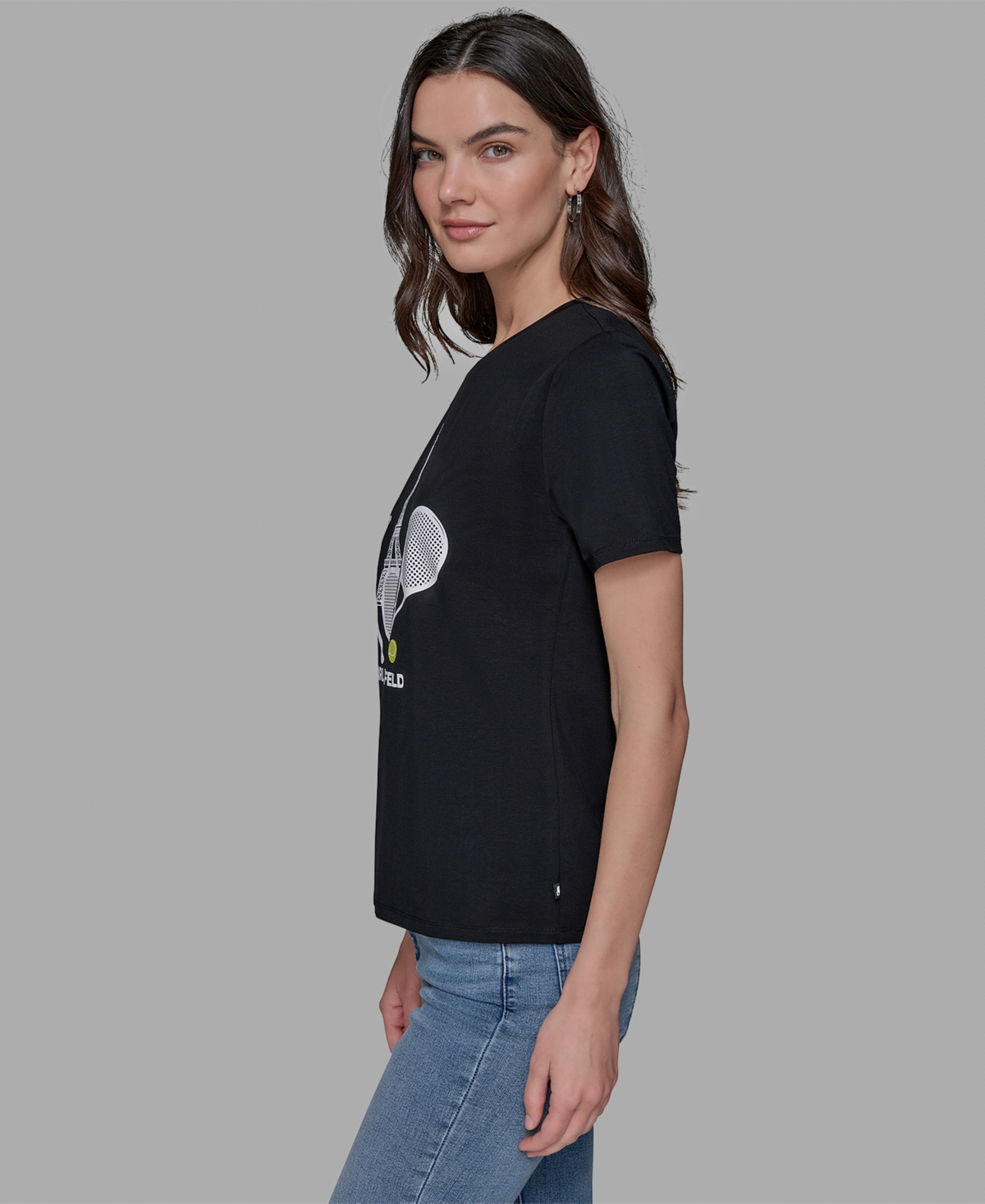 Shop Karl Lagerfeld Petite Tennis Racquet Crewneck Tee