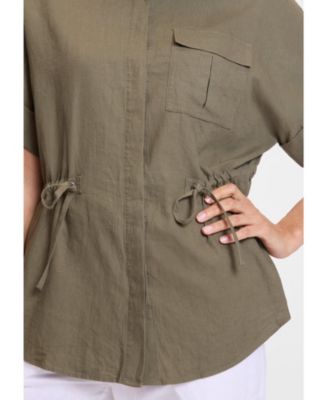 Women's Camp Shirt Drawstring Waist
