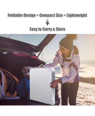 Folding Camping Table Aluminum Height Adjustable w/ Storage Organizer