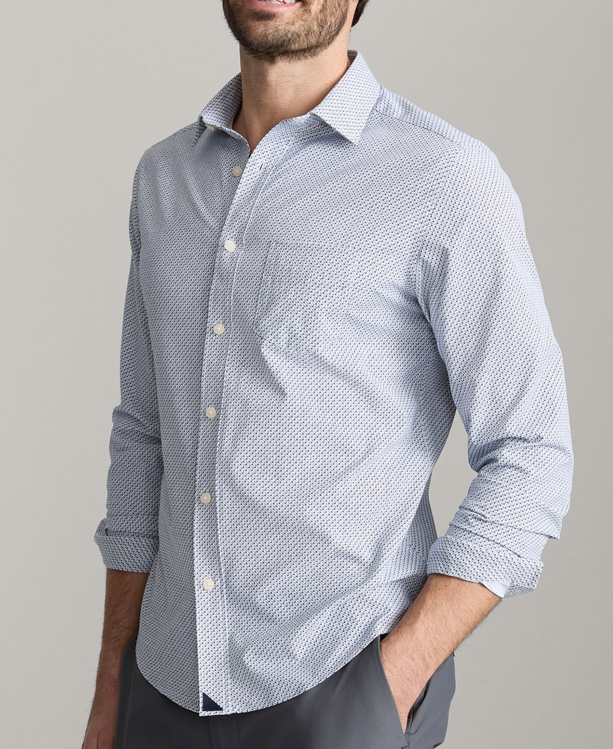Men's Slim Fit Performance Teramo Short Sleeve Button Up Shirt - Blue