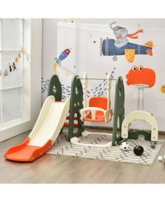 6 in 1 Toddler Slide and Swing Set with Ball Games