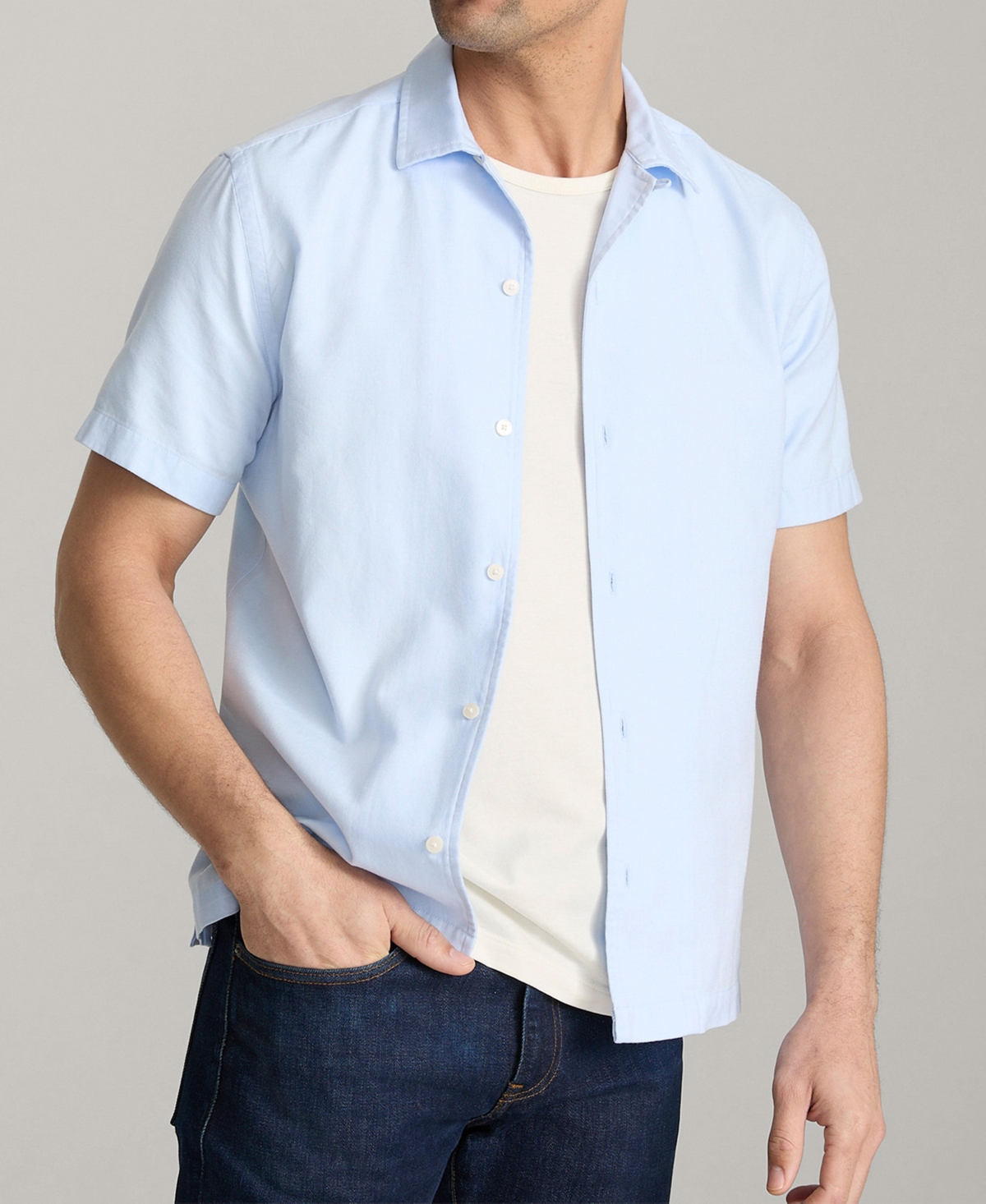 Men's Regular Fit Short Sleeve Hughes Shirt - Light blue