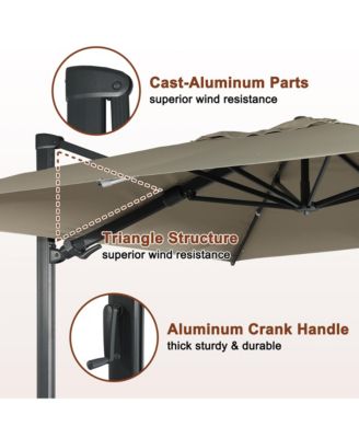 156"W x 120"D Rectangular 360 Degree Rotation Cantilever Umbrella w/ Weight Base Included