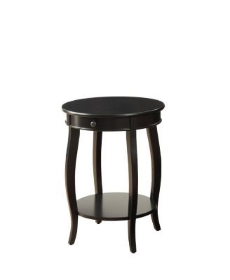Functional Solid Wood Round End Table with Drawer and Shelf for Storage