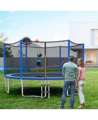 12 Feet Outdoor Recreational Trampoline with Enclosure Net