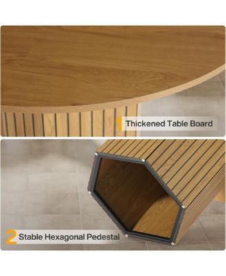 Round Dining Table, Wood Kitchen Table for Dining Room, 47 inch Dinner Table 4 People, Dining Room Table with Heavy Duty Pedestal Base