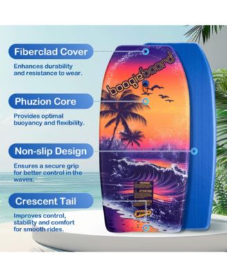 37" Body Board with Wrist Leash Fiberclad Cover Phuzion Core Crescent Tail, 2 Pack