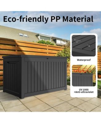 230 Gal. Black Resin Outdoor Storage Deck Box, Waterproof Large Outdoor Storgae Box
