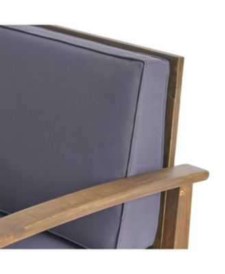 Acacia Wood Outdoor Patio Lounge Club Chair for Patio Garden with Dark Gray Cushions