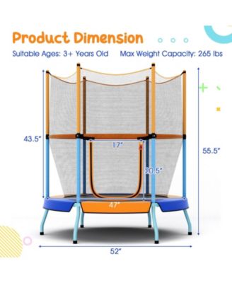 48 Inch Toddler Trampoline with Safety Enclosure Net