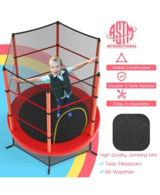55 Inch Kids Recreational Trampoline Bouncing Jumping Mat with Enclosure Net