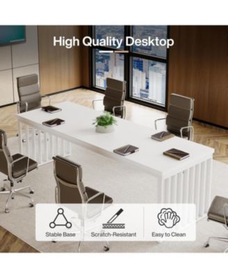 6.5 ft Conference Table with Metal Legs for 4-6, Long Meeting Table for Negotiation Training Seminar