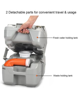 5.3 Gallon Portable Travel Toilet Outdoor Camping Toilet w/ Piston Pump Flush