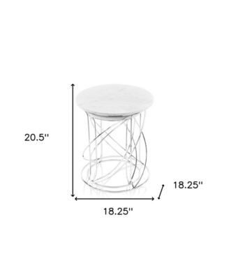 Contemporary Marble Round Accent Table for Living Room-Set of 2
