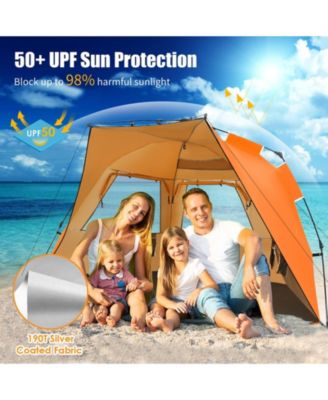 3-4 Person Easy Pop Up Beach Tent UPF 50+ Portable Sun Shelter