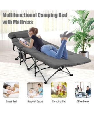 Folding Retractable Travel Camping Cot with Mattress and Carry Bag