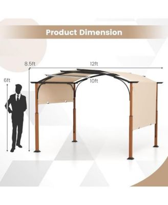 10 x 12 FT Outdoor Retractable Pergola with Retractable Canopy for Patio
