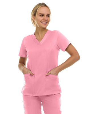 Women's Eleanor 3-Pocket Stretch V-Neck Scrub Top Shocking Pink Medium