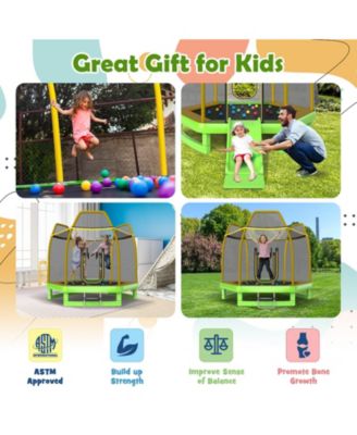 7 Feet Trampoline with Ladder and Slide for Indoor and Outdoor