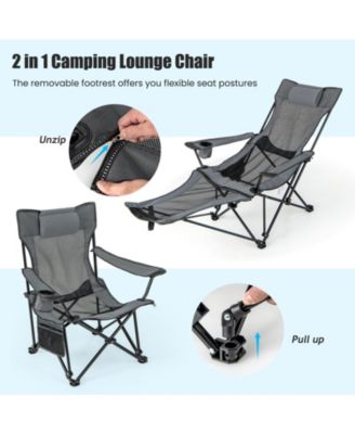 Camping Lounge Chair with Detachable Footrest Adjustable Backrest