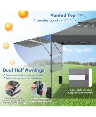 10 x 17.6 Feet Outdoor Instant Pop-up Canopy Tent with Dual Half Awnings