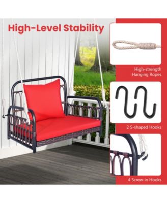 Patio Rattan Porch Swing Hammock Chair with Seat Cushion