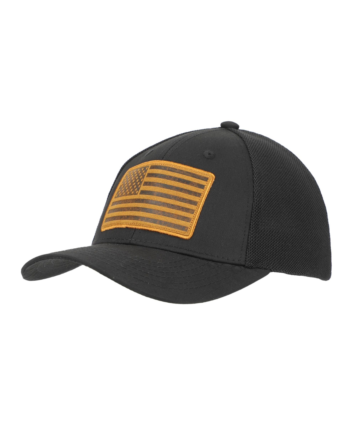 Men's Usa American Flag Patch 6-Panel Black Pre-Curved Snapback Hat - Usa american flag black