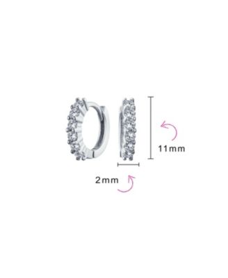 5 Solitaire CZ Small Kpop Huggie Hoop Earrings Round Cubic Zirconia Rose Gold Plated .925 Sterling Silver
