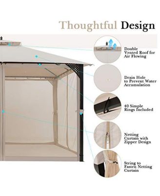12 x 10 Feet Outdoor Double Top Patio Gazebo with Netting