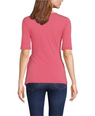 Women's Petite Elbow Sleeve Lightweight Jersey Side Tie Blouse