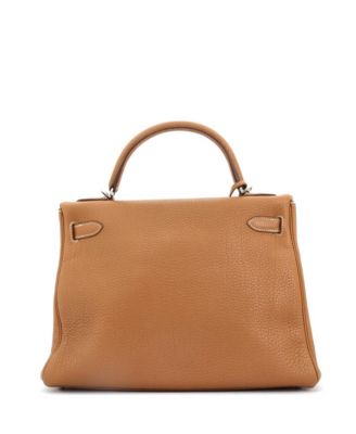 Pre-Owned Hermes Kelly 32 Handbag Brown Togo with Palladium Hardware