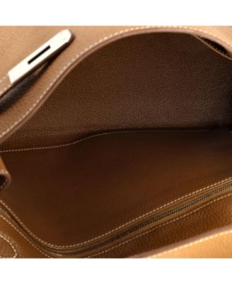 Pre-Owned Hermes Kelly 32 Handbag Brown Togo with Palladium Hardware