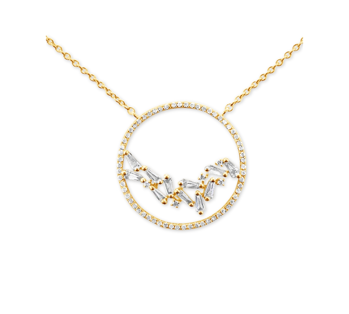 Vanilla Diamond Baguette Cluster Pendant Necklace (1/2 ct. t.w.) in 14k Yellow Gold, 18" - Yellow Gold