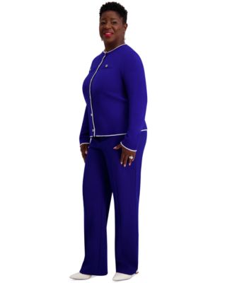 Round-Neck Long-Sleeve Button Front Cardigan, Regular & Plus 