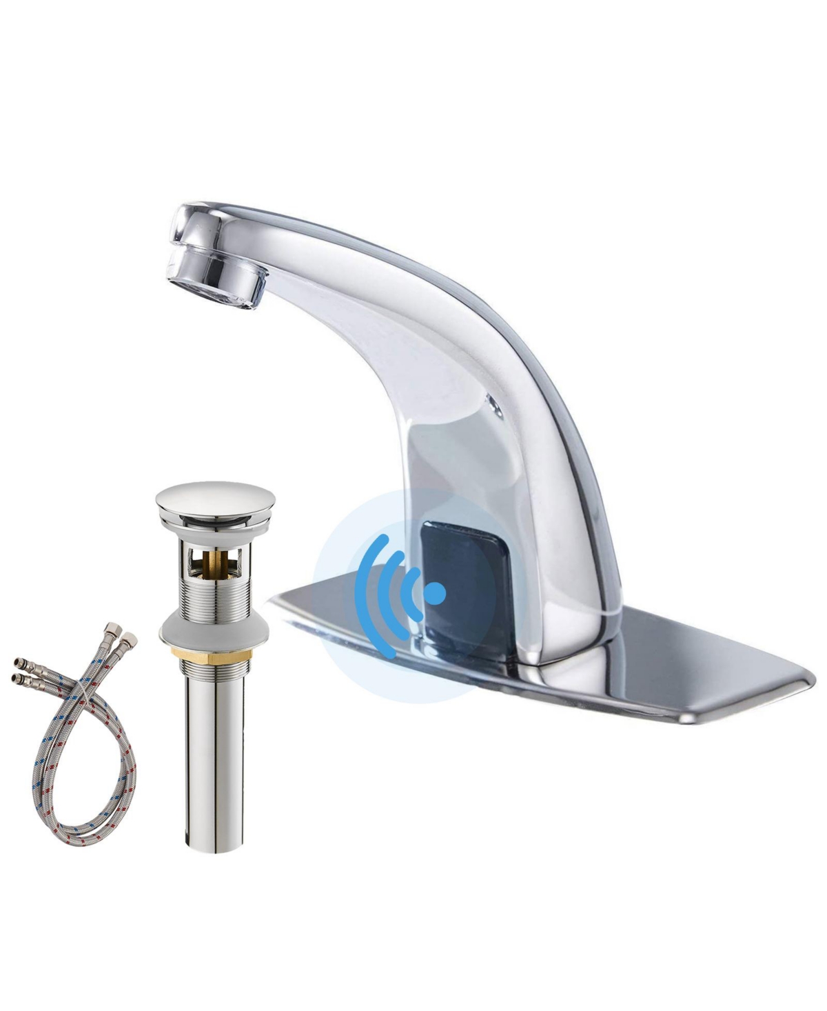 Automatic Sensor Touchless Bathroom Sink Faucet With Deck Plate In Brushed Nickel - Brushed nickel