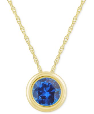 Gemstone Round 18" Pendant Necklace in 10k Yellow Gold (also in 10k White Gold)