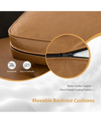 Drake Mid-century Modern Faux Leather Sofa with Movable Backrest Cushions