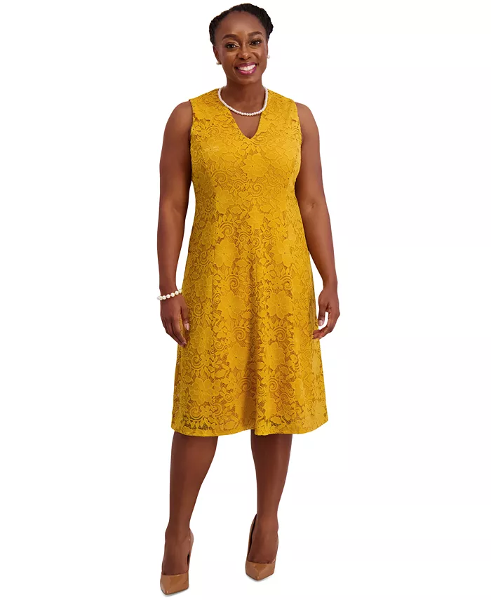 Women's Sleeveless Lace Fit & Flare Dress, Regular & Plus Sizes - thumbnail 6